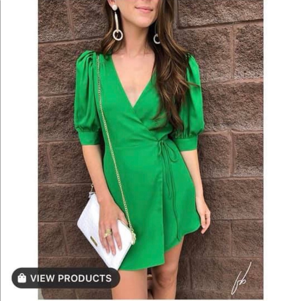 Green wrap dress with tags size medium